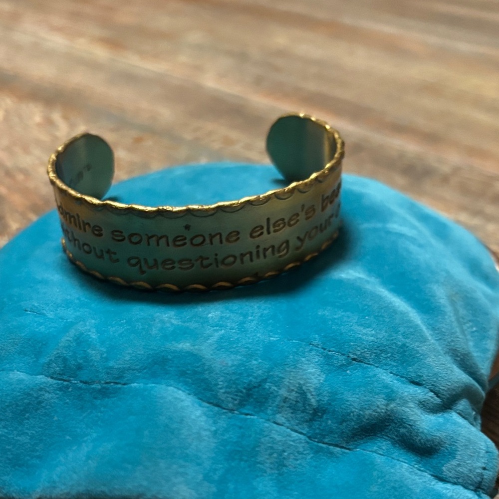 Rustic Cuff Gold and Black Inspirational Bracelet